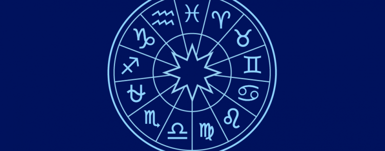 圆形的星座图与符号,蓝色。