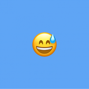 蓝色背景与汗水emoji咧着嘴笑
