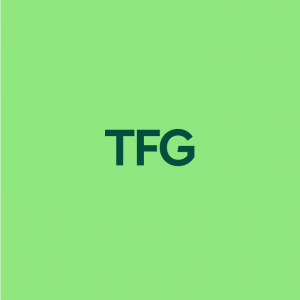 浅绿色背景上的深绿色文本TFG
