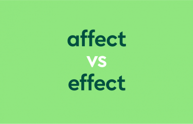浅绿色背景上深绿色文字“affect vs effect”
