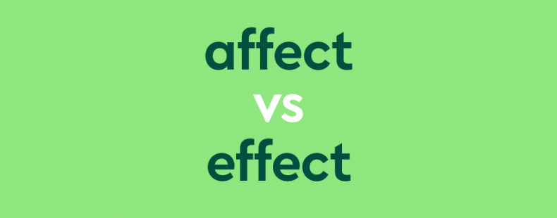 浅绿色背景上深绿色文字“affect vs effect”