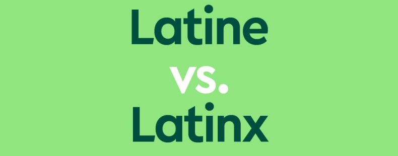 深绿色文本”用拉丁文写vs latinx”浅绿色背景