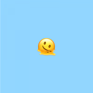 面对emoji融化;蓝色背景