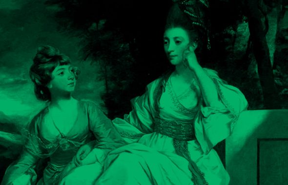 海丝特的画像Thrale海丝特和她的女儿;绿色滤光片